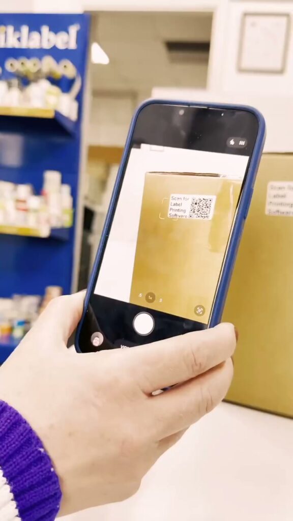 Scanning a SATO printer software QR code for label printer setup